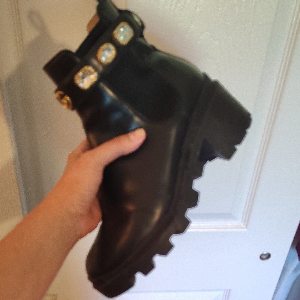 Gucci Black Ankle Boots with Gold Accents - Picture 8 of 10